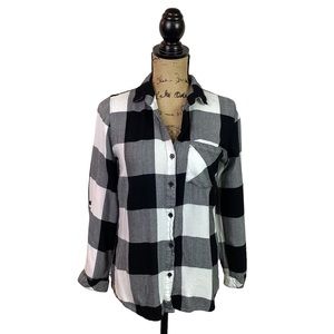 Thread and Supply Black White Plaid Shirt